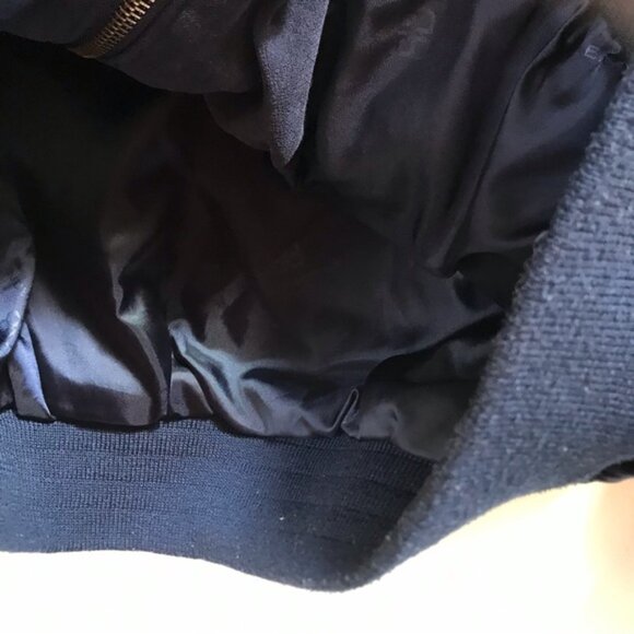 Balenciaga Bomber Navy Jacket Logo Zipper Pocket Lined Vintage Minimalist Coat M - Picture 13 of 16